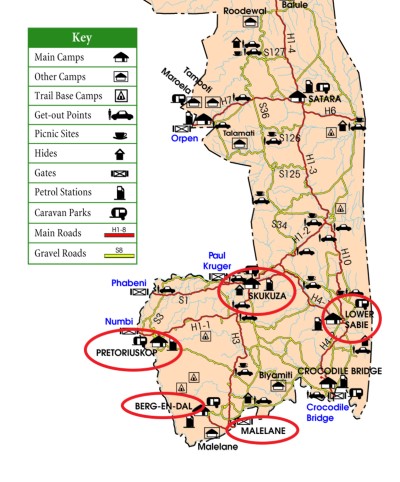 Mapa Parque Kruger