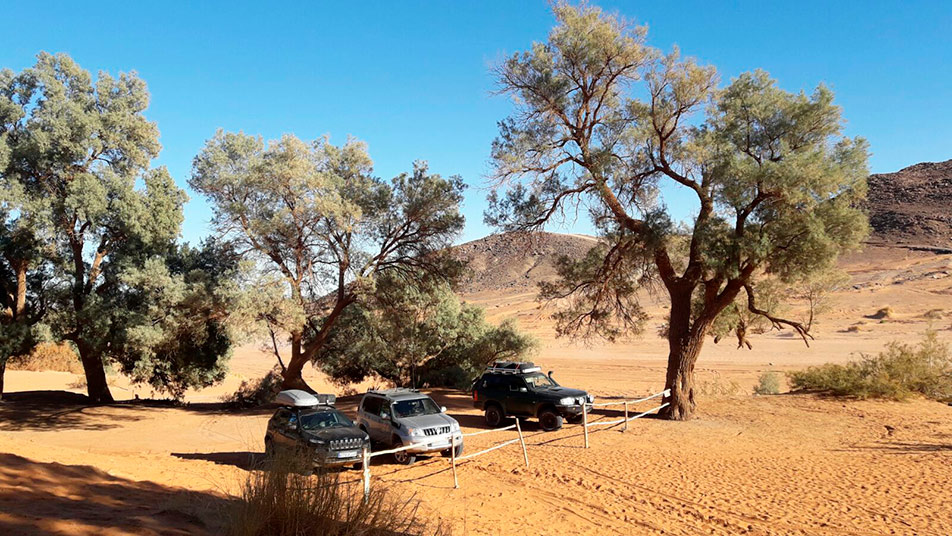 Area de reposo en el río de Arena en el Erg Chebbi con Terranatur. 